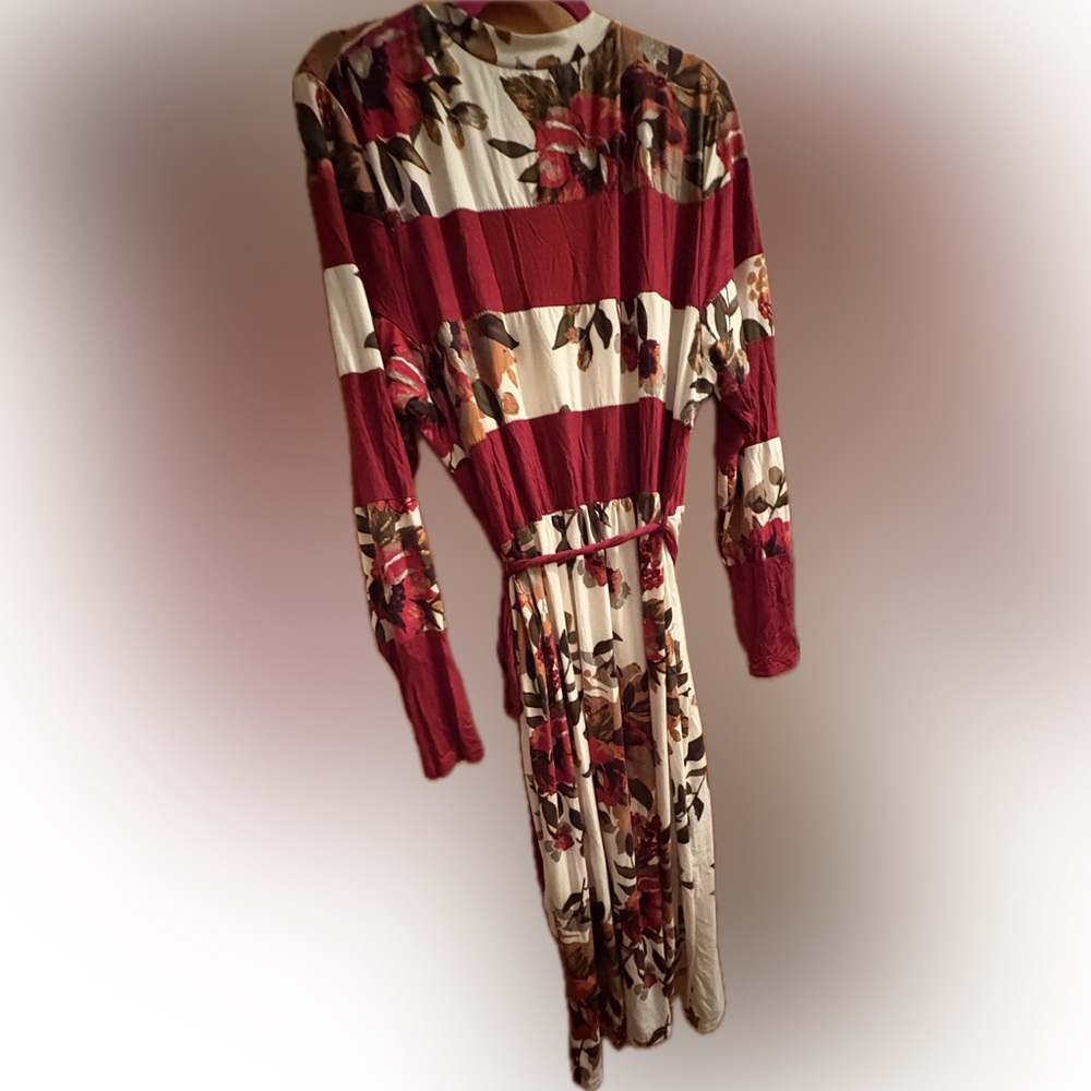 Floral Striped Long Sleeve Dress